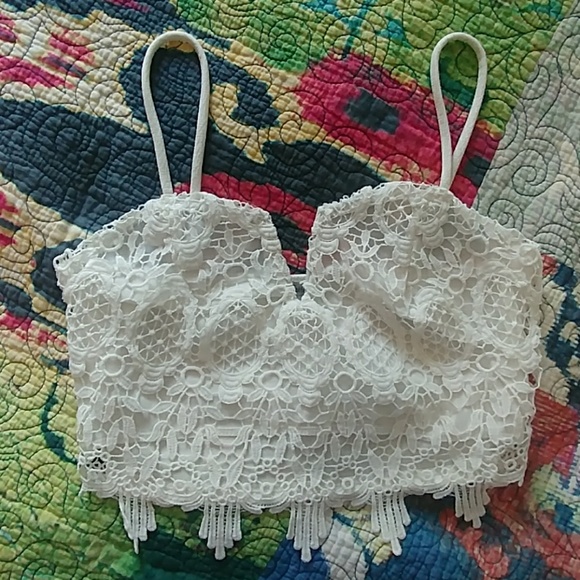 Charlotte Russe Tops - White lace crop top